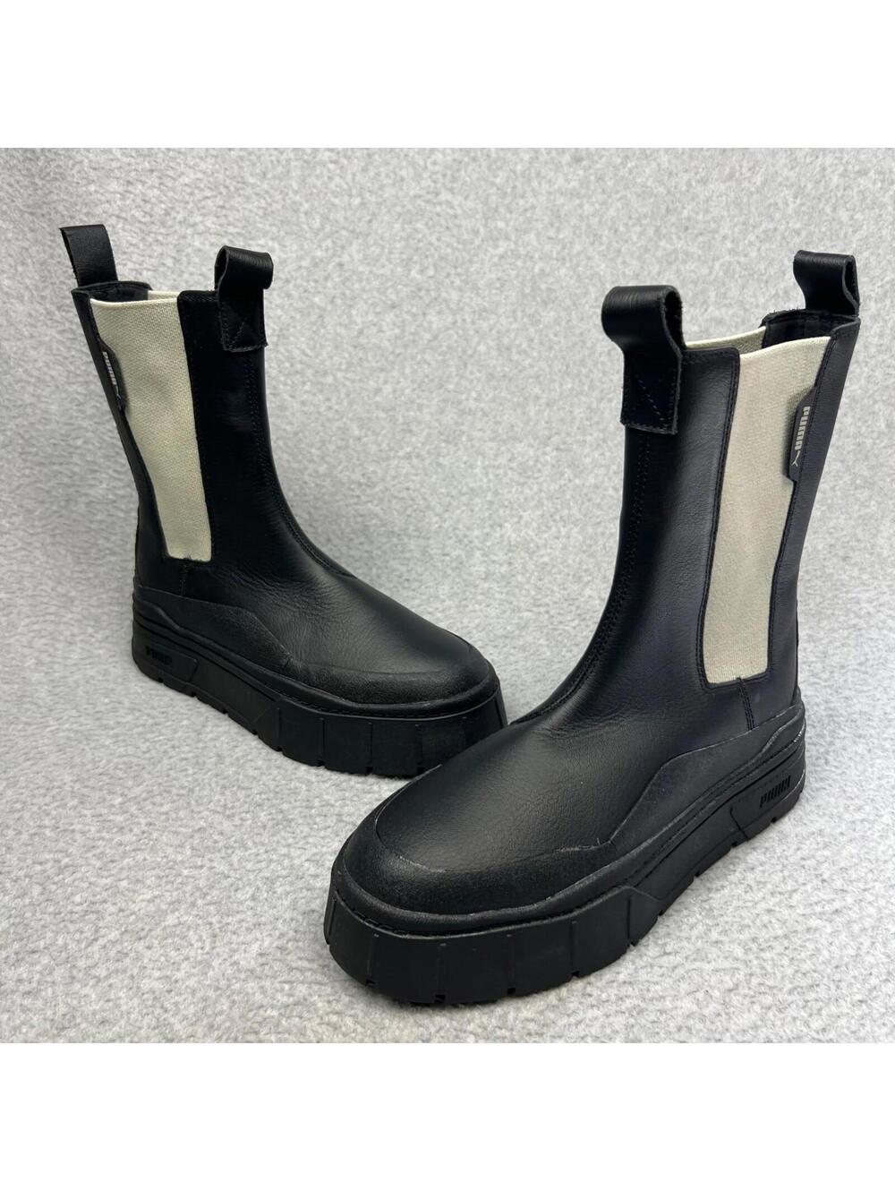 90s Puma Women Chunky Platfoam Leather Chelsea Pull On Boots 9 Goth Gorpcore